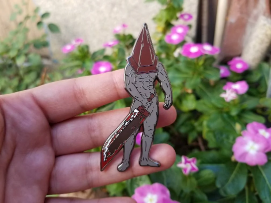 Silent Lewd Pyramid Head Pin – Tray's Tasty Trinkets